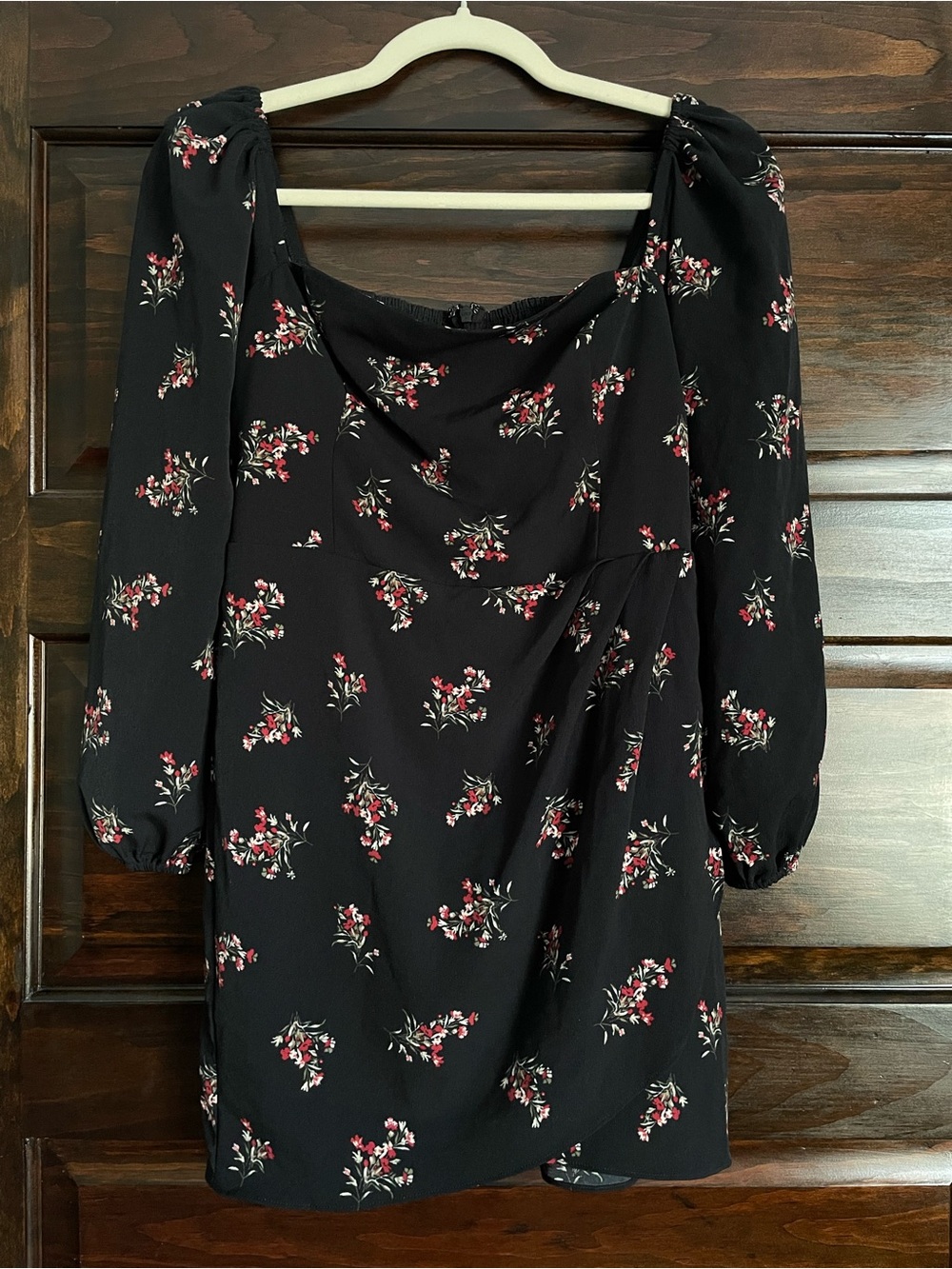 Abercrombie & Fitch Black Floral Long Sleeve Mini Dress